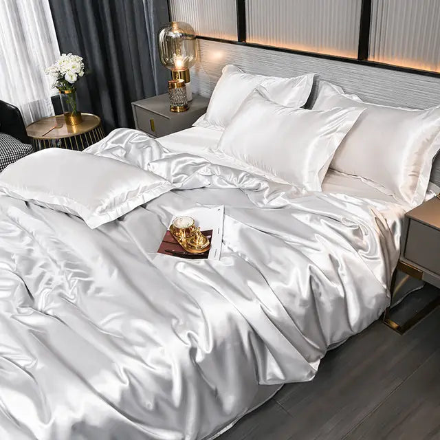 Luxurious Satin Duvet Cover – Elegant, Soft, and Breathable Duvet Cover, Shiny Look for a Stylish Bedroom, Suitable for Double Beds