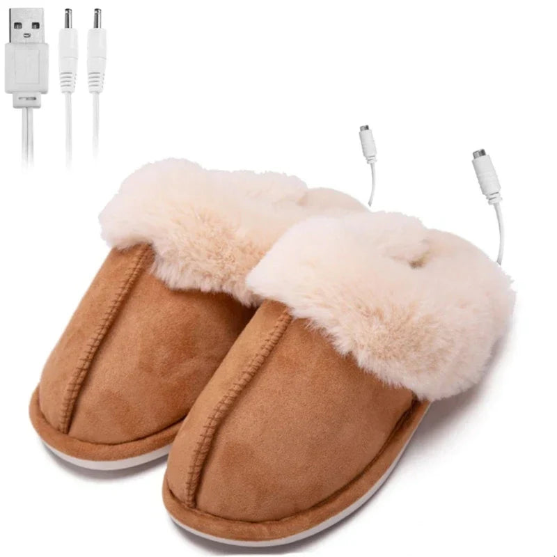 Heated USB Slippers for Cold Winter Days – Cozy House Shoes for Men and Women, Comfortable and Non-Slip, Ideal for Home and Office