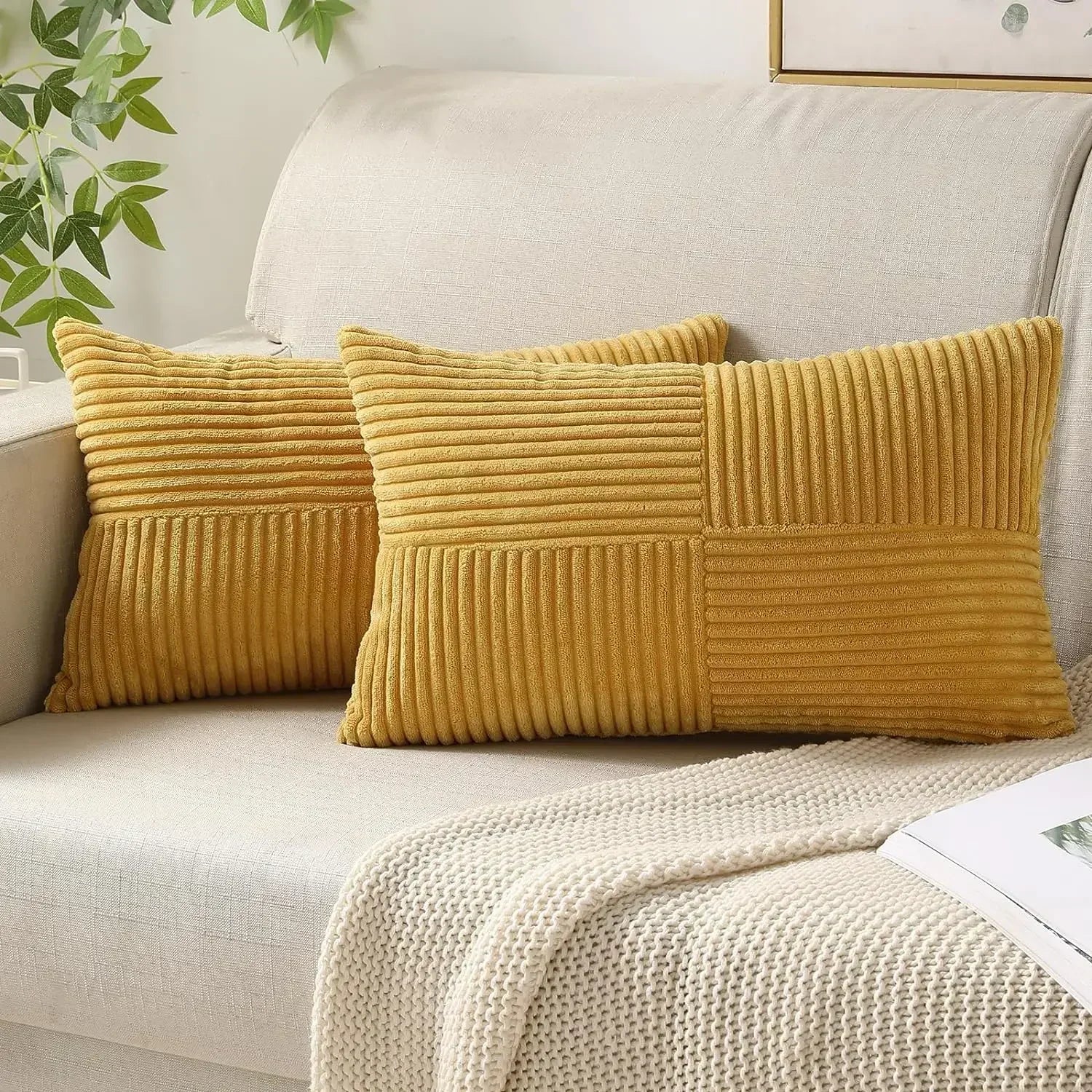 Striped Cord Pillow Cover – Soft Cushion Cover for Sofa and Car Decoration