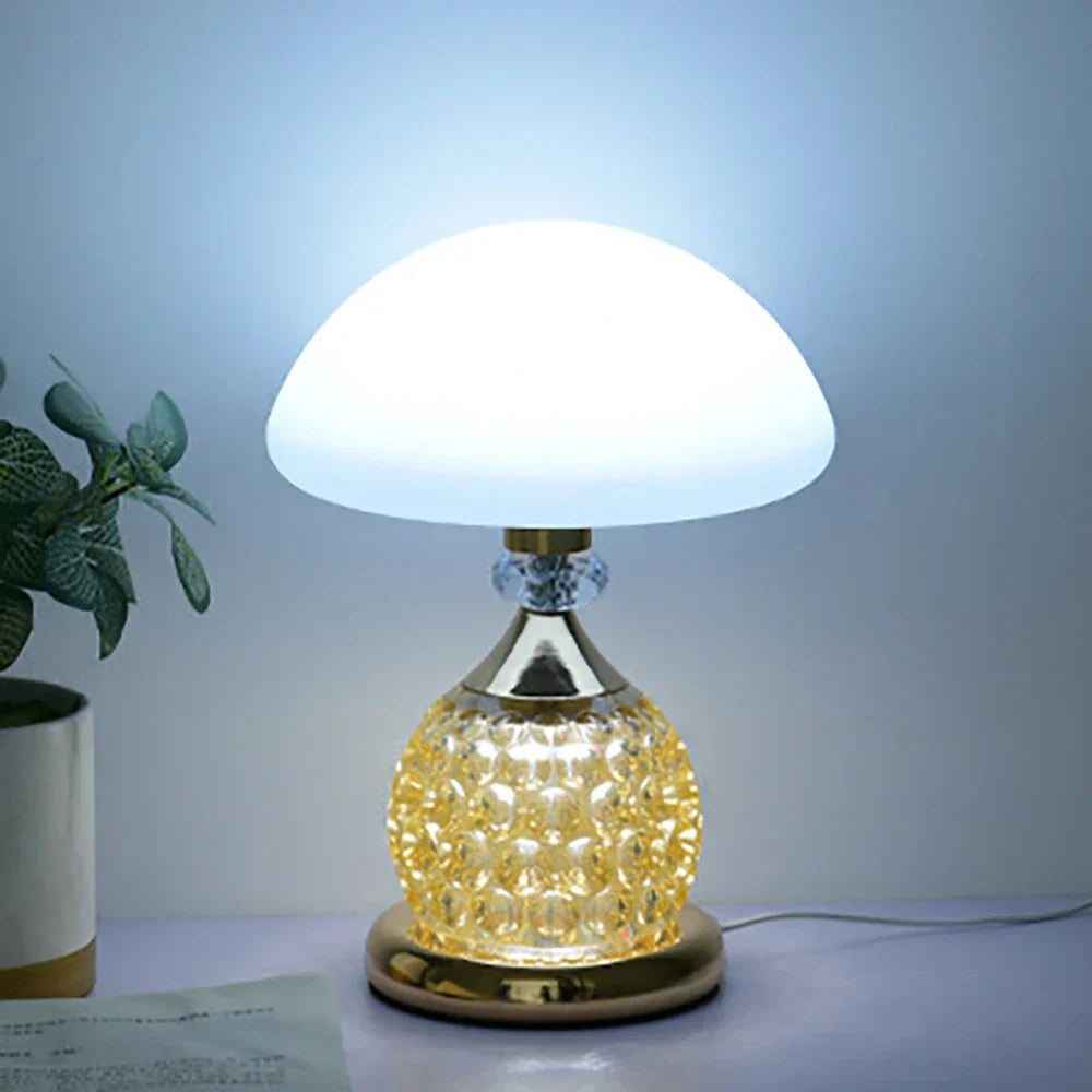 Vintage Crystal Table Lamp – Decorative Nightstand Lamp with Mushroom Design