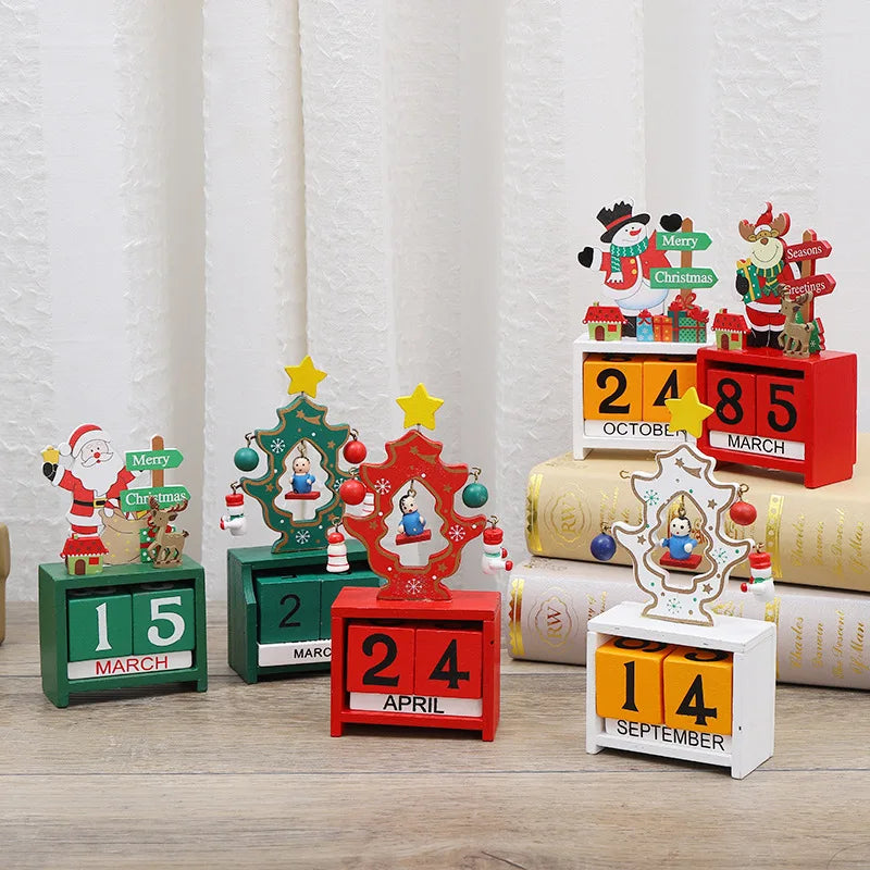 Wooden Advent Calendar with Santa and Christmas Tree – Festive Decoration for Christmas