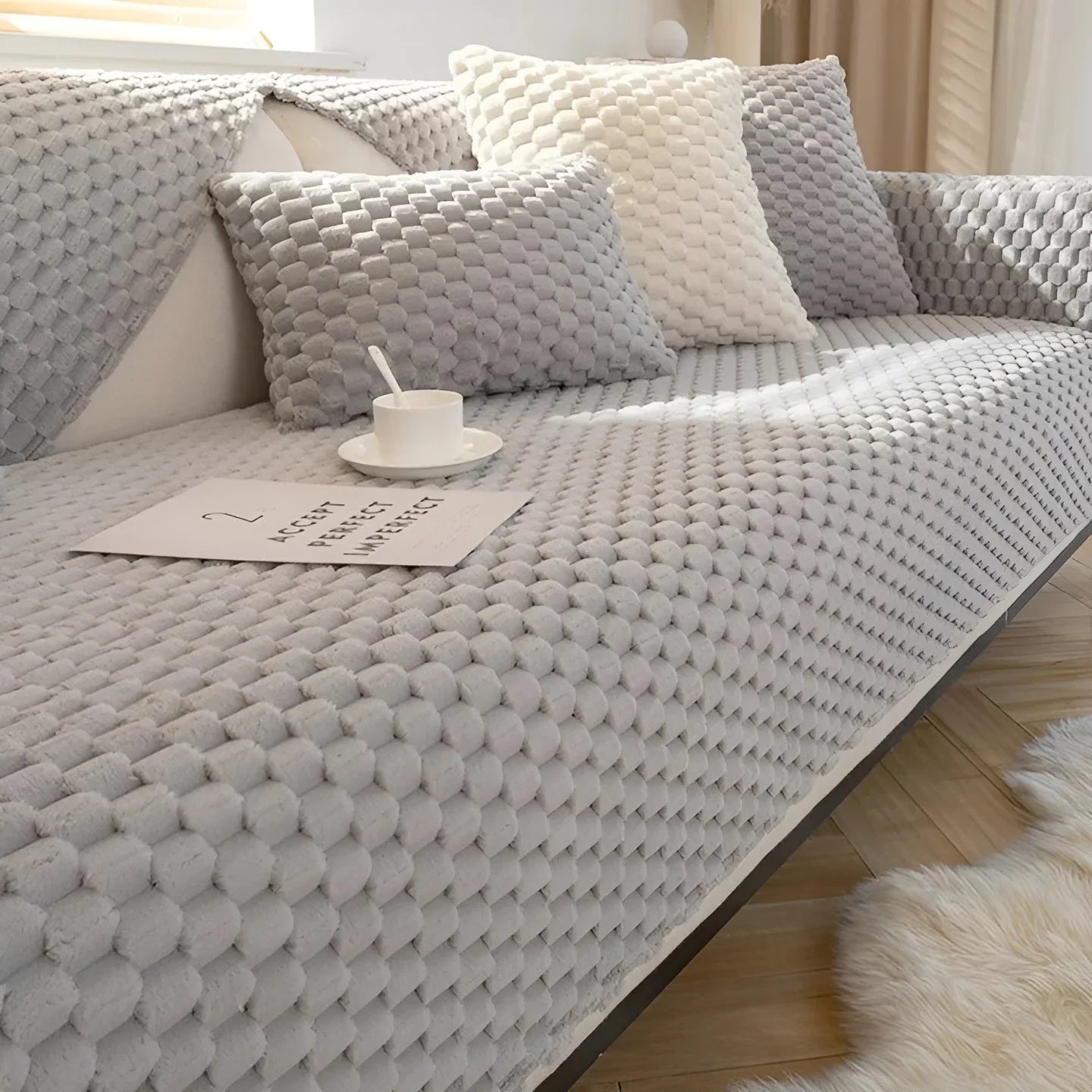 Sofa Cover with Intricate Textured Design