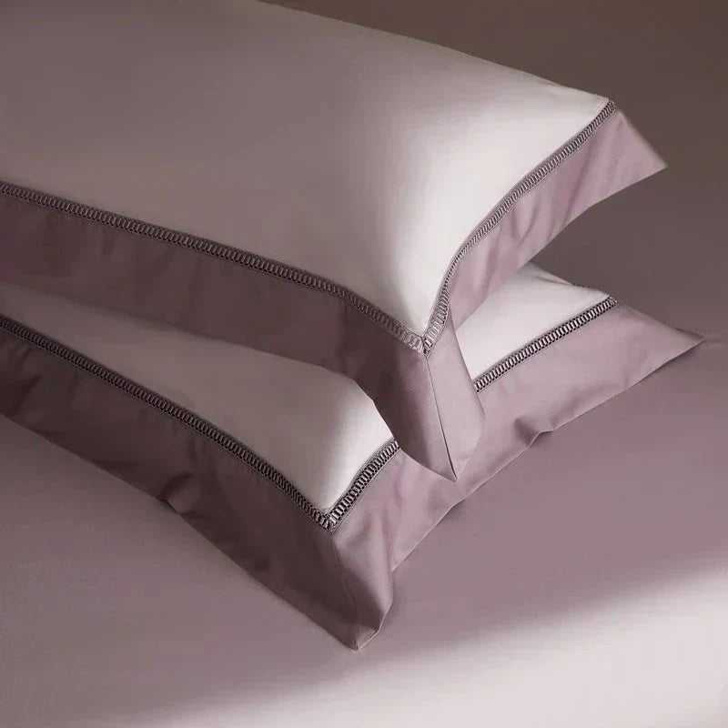 Luxurious Duvet Cover Set Made of Egyptian Cotton in Mauve for Ultimate Sleep Comfort