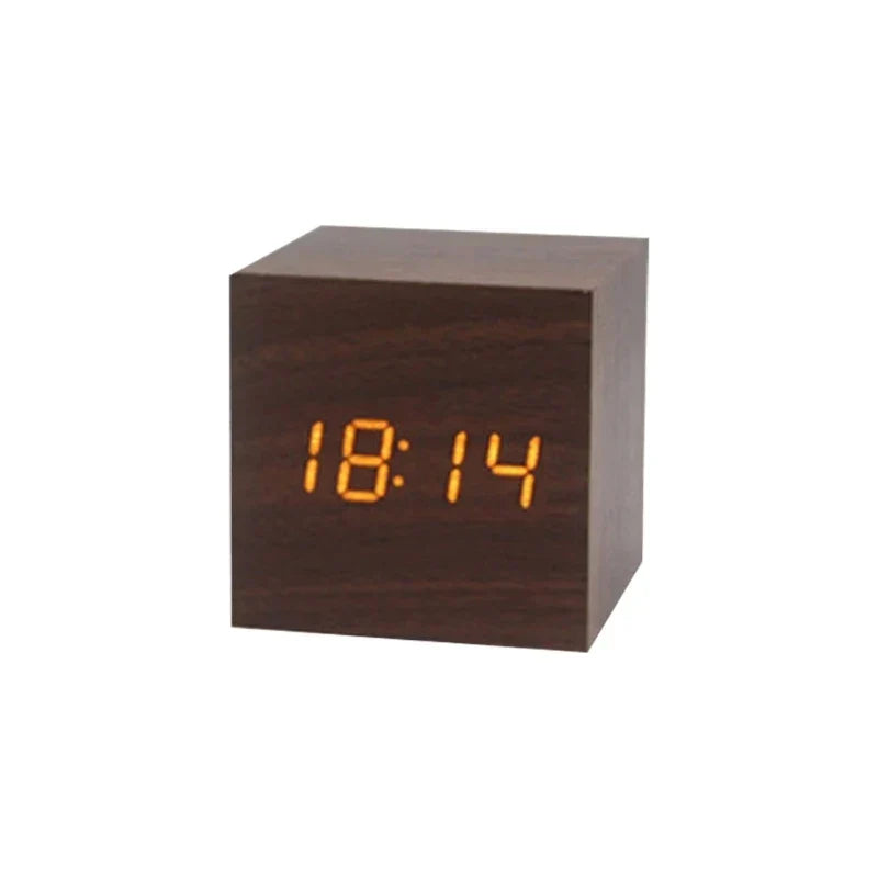 Wooden LED Alarm Clock with Temperature Display, Digital Time Display, and Minimalist Design – Perfect for Bedroom and Office