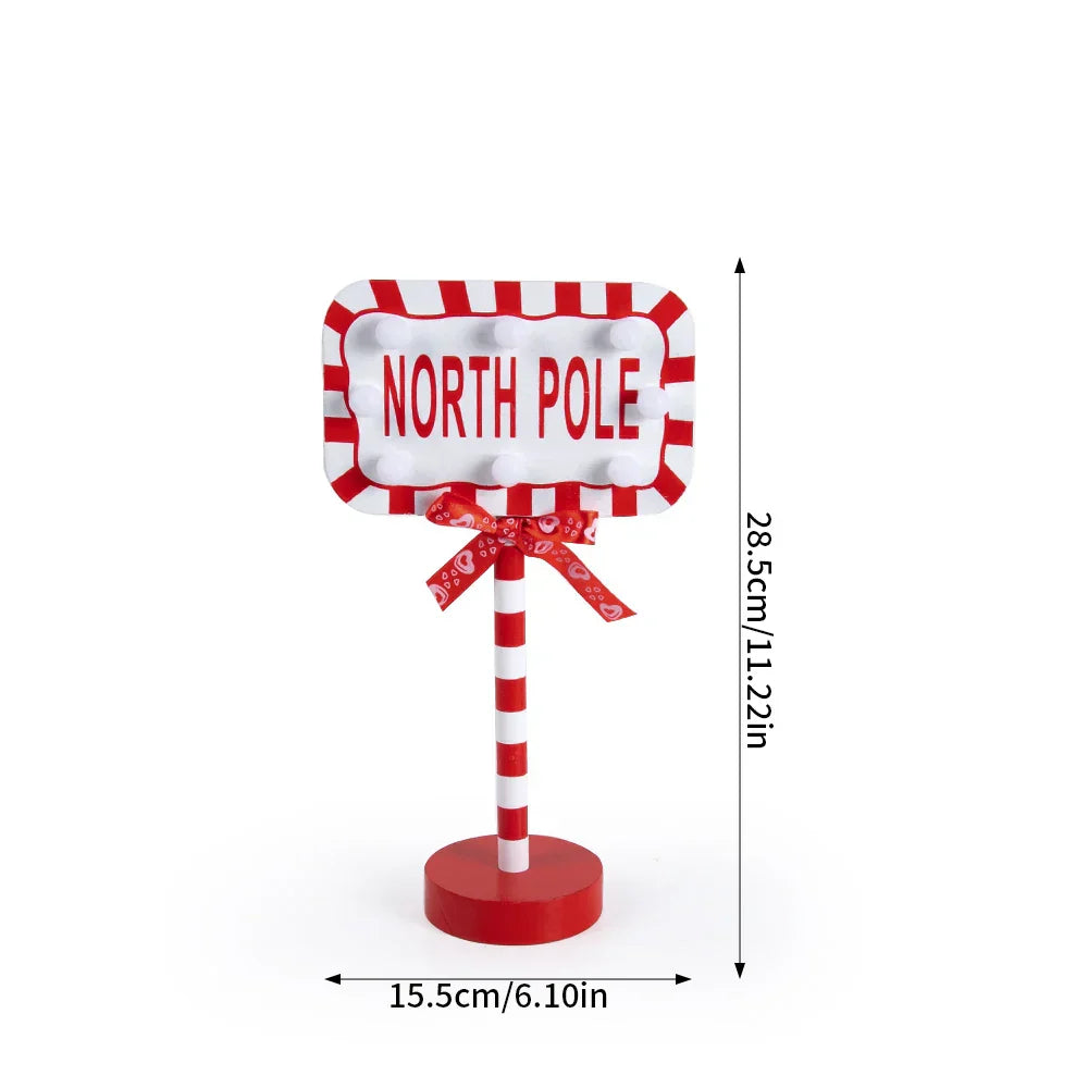 Retro LED Christmas Lamp in North Pole Design – Festive Table Lamp for Christmas Decoration