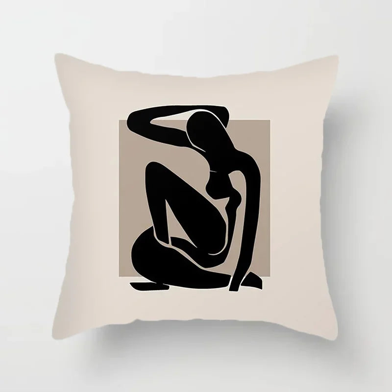 Decorative Pillow Cover with Abstract Line Art Pattern for Living Room and Bedroom – Modern Design