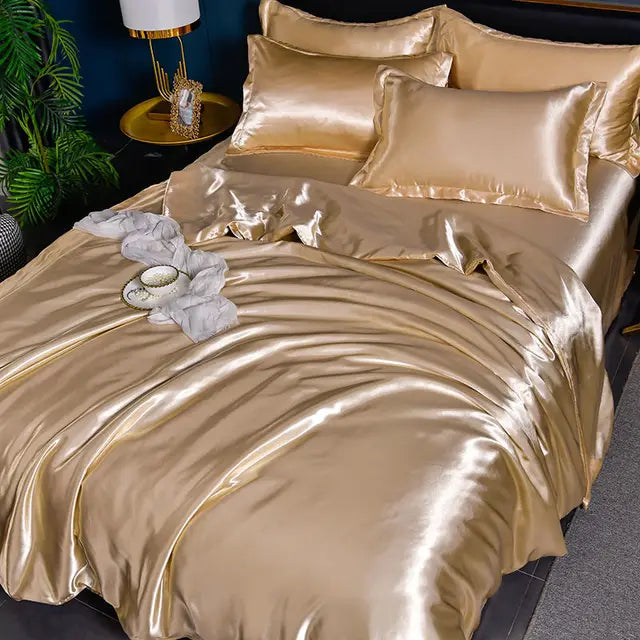 Luxurious Satin Duvet Cover – Elegant, Soft, and Breathable Duvet Cover, Shiny Look for a Stylish Bedroom, Suitable for Double Beds