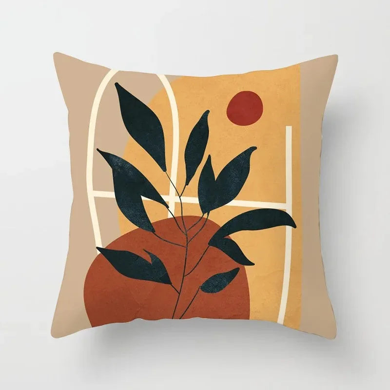 Cushion Cover with Plant Motif for Living Space – Modern Decorative Cushion Cover for Living Room Decoration