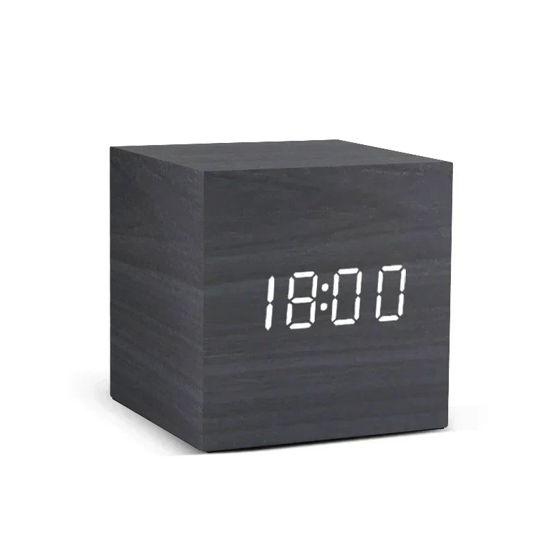 Wooden LED Alarm Clock with Temperature Display, Digital Time Display, and Minimalist Design – Perfect for Bedroom and Office