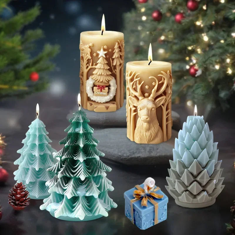 Cylindrical Silicone Mold for Candles – Elegant Christmas Decoration in Christmas Tree Shape