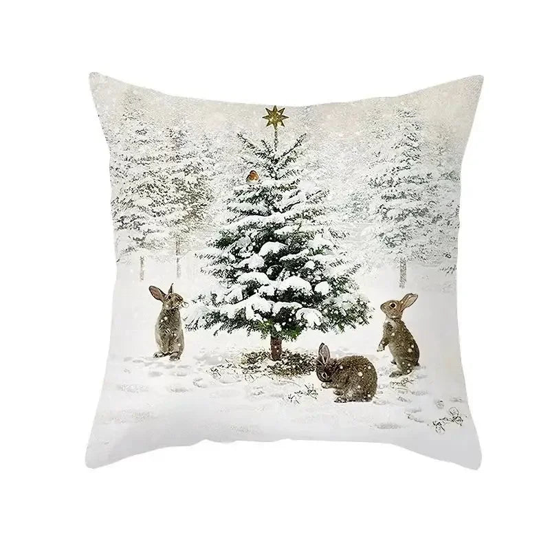 Christmas Cushion Covers Set – Elegant Christmas Decoration for Sofa and Living Room, Festive Cushion Covers 45x45 cm, High-Quality Cotton