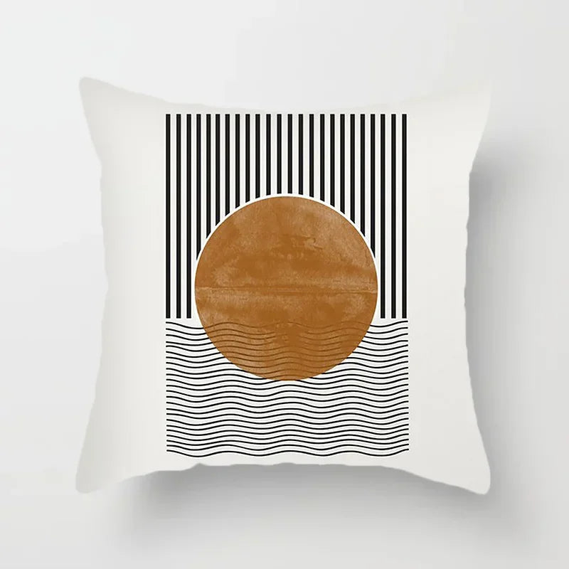 Decorative Pillow Cover with Abstract Line Art Pattern for Living Room and Bedroom – Modern Design