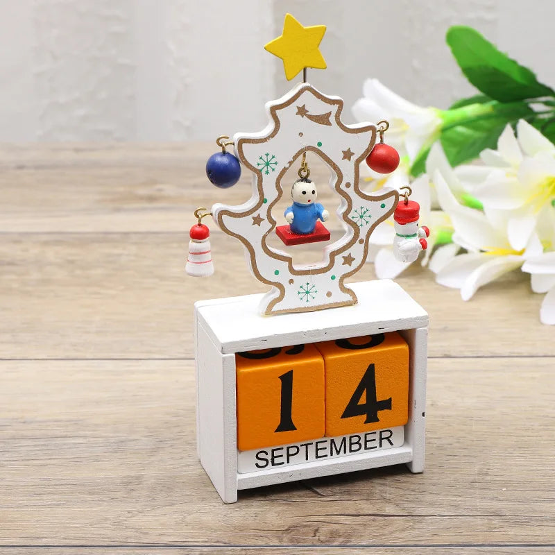 Wooden Advent Calendar with Santa and Christmas Tree – Festive Decoration for Christmas