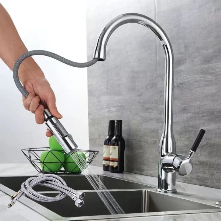 Faucet with Pull-Down Hand Shower – Flexible Faucet for Sinks, High Pressure, Stainless Steel, Easy to Clean, Perfect for Modern Kitchens