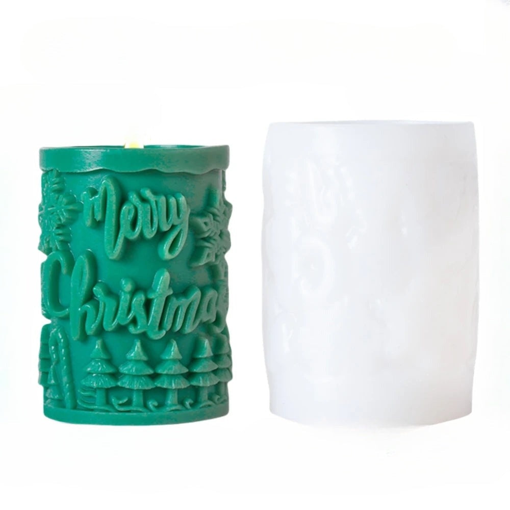 Cylindrical Silicone Mold for Candles – Elegant Christmas Decoration in Christmas Tree Shape