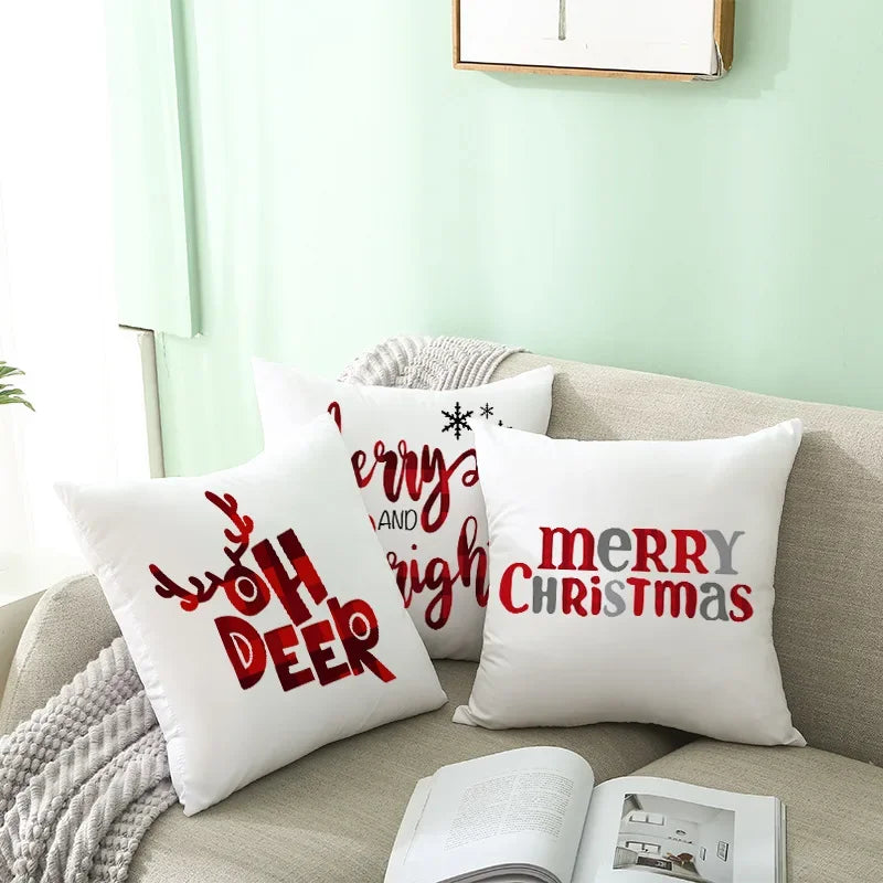 Christmas Cushion Covers Set – Elegant Christmas Decoration for Sofa and Living Room, Festive Cushion Covers 45x45 cm, High-Quality Cotton