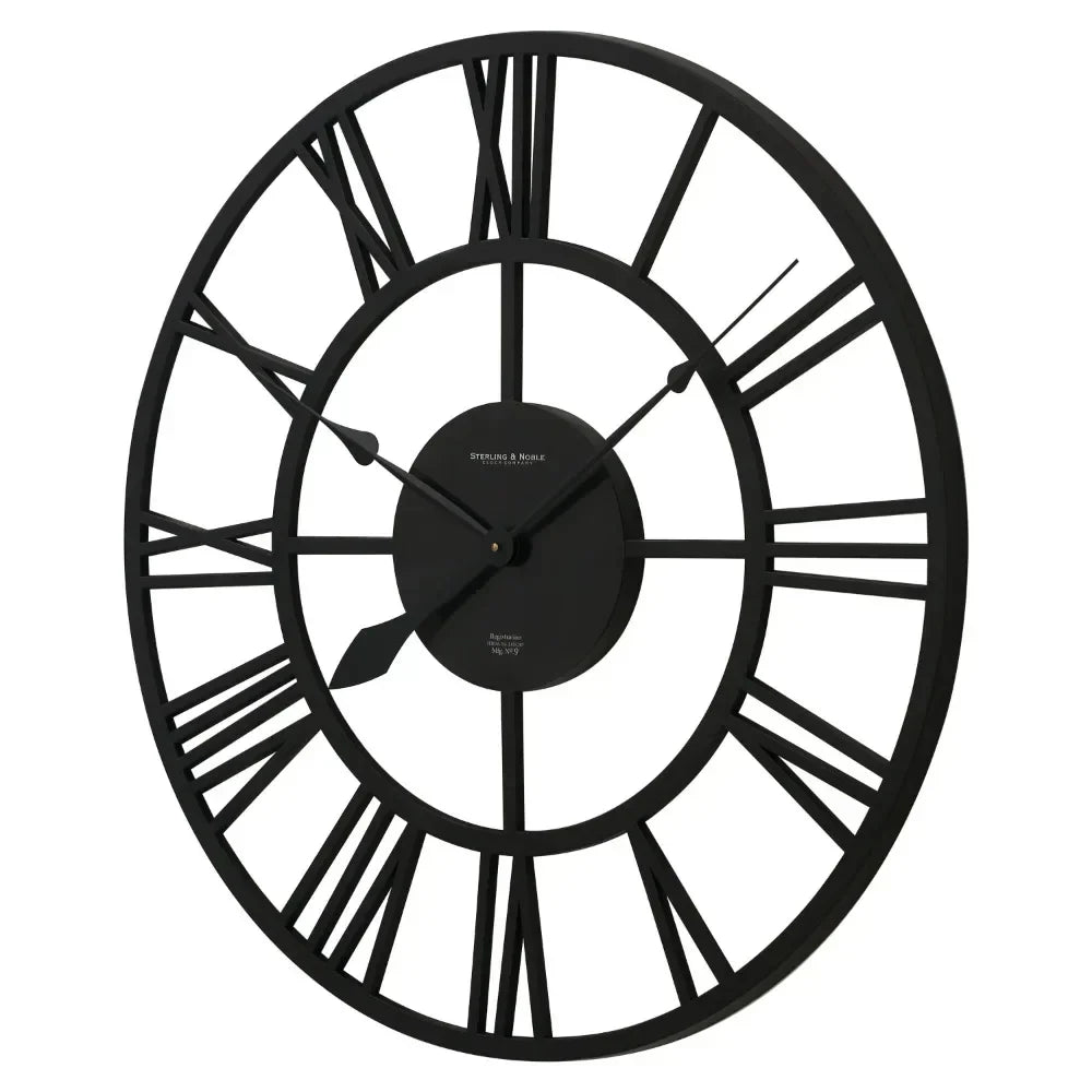 Large Wall Clock with Roman Numerals – Stylish Metal Clock for Living Room Decoration