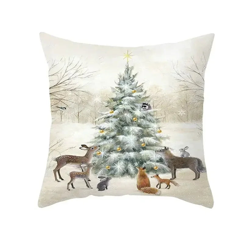 Christmas Cushion Covers Set – Elegant Christmas Decoration for Sofa and Living Room, Festive Cushion Covers 45x45 cm, High-Quality Cotton