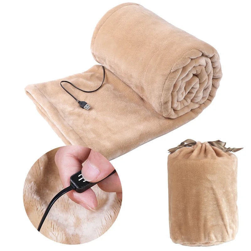 Thick 5V Heating Blanket for Bed and Travel – Extra Warmth for Home and On-the-Go, USB Charging, Portable and Soft for Winter Comfort