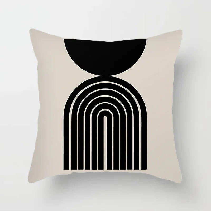 Decorative Pillow Cover with Abstract Line Art Pattern for Living Room and Bedroom – Modern Design