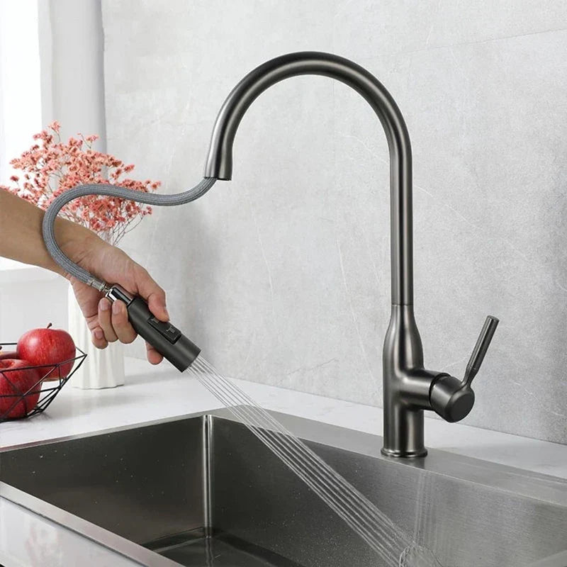 Faucet with Pull-Down Hand Shower – Flexible Faucet for Sinks, High Pressure, Stainless Steel, Easy to Clean, Perfect for Modern Kitchens