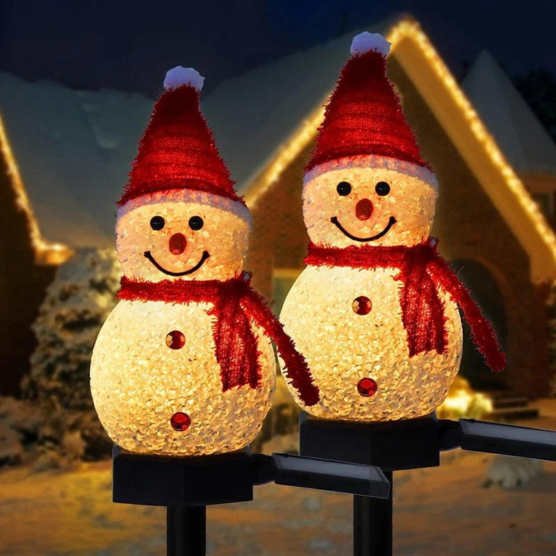 Solar-Powered LED Snowman Decorative Figure for Outdoors – Weatherproof Christmas Lighting