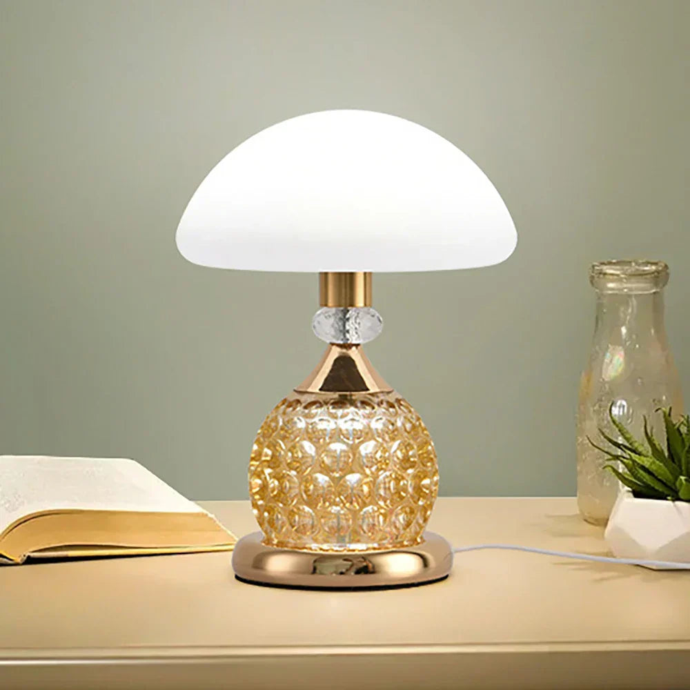 Vintage Crystal Table Lamp – Decorative Nightstand Lamp with Mushroom Design