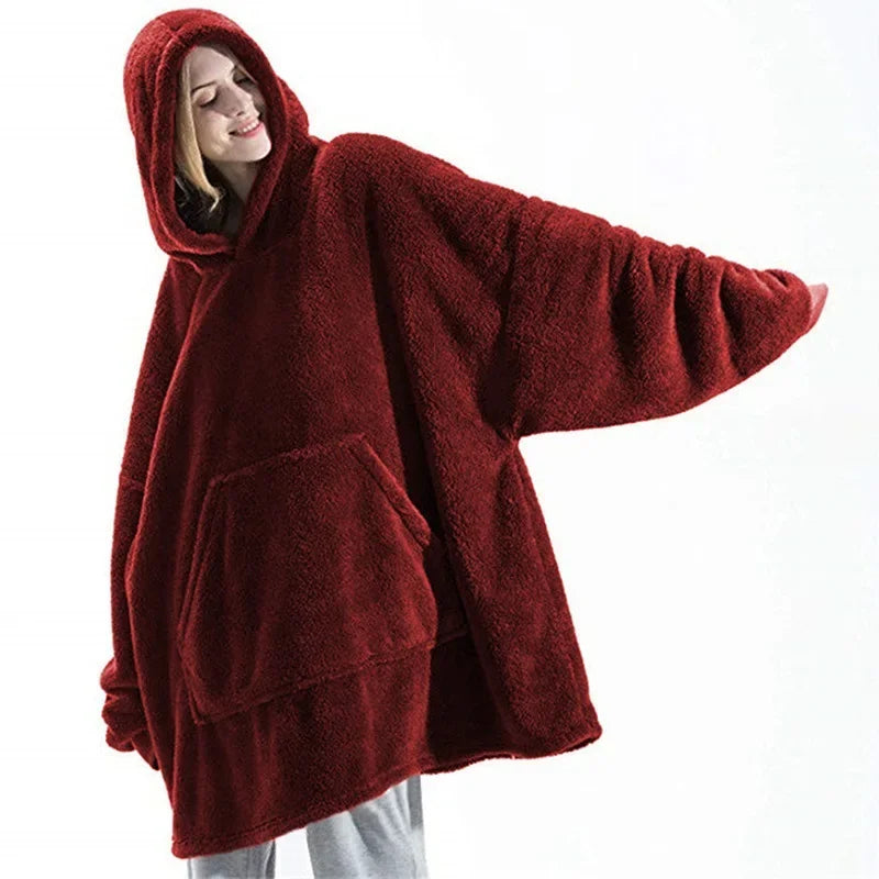 Cozy Blanket Sweater with Hood – Fleece Hoodie Blanket for Cozy Evenings