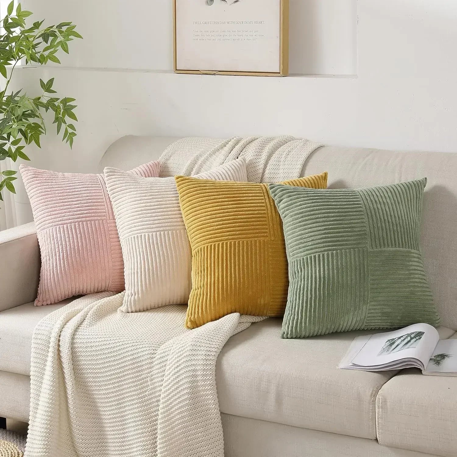 Soft Cord Pillow Cover for Sofa and Living Area – Decorative Cord Cushion Cover for a Cozy Home