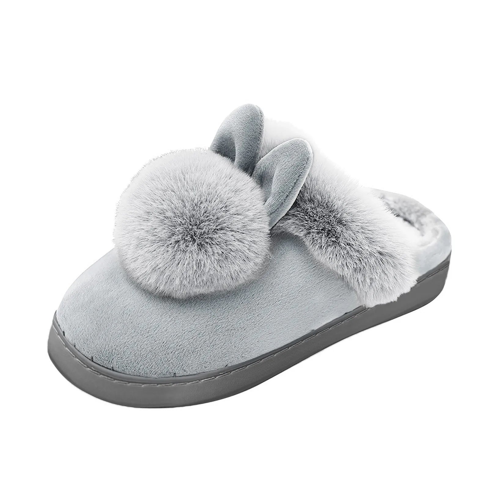 Fluffy Slippers with Bunny Ears – Warm Women's House Shoes for Home, Non-Slip Sole, Cozy Comfort for Winter Days