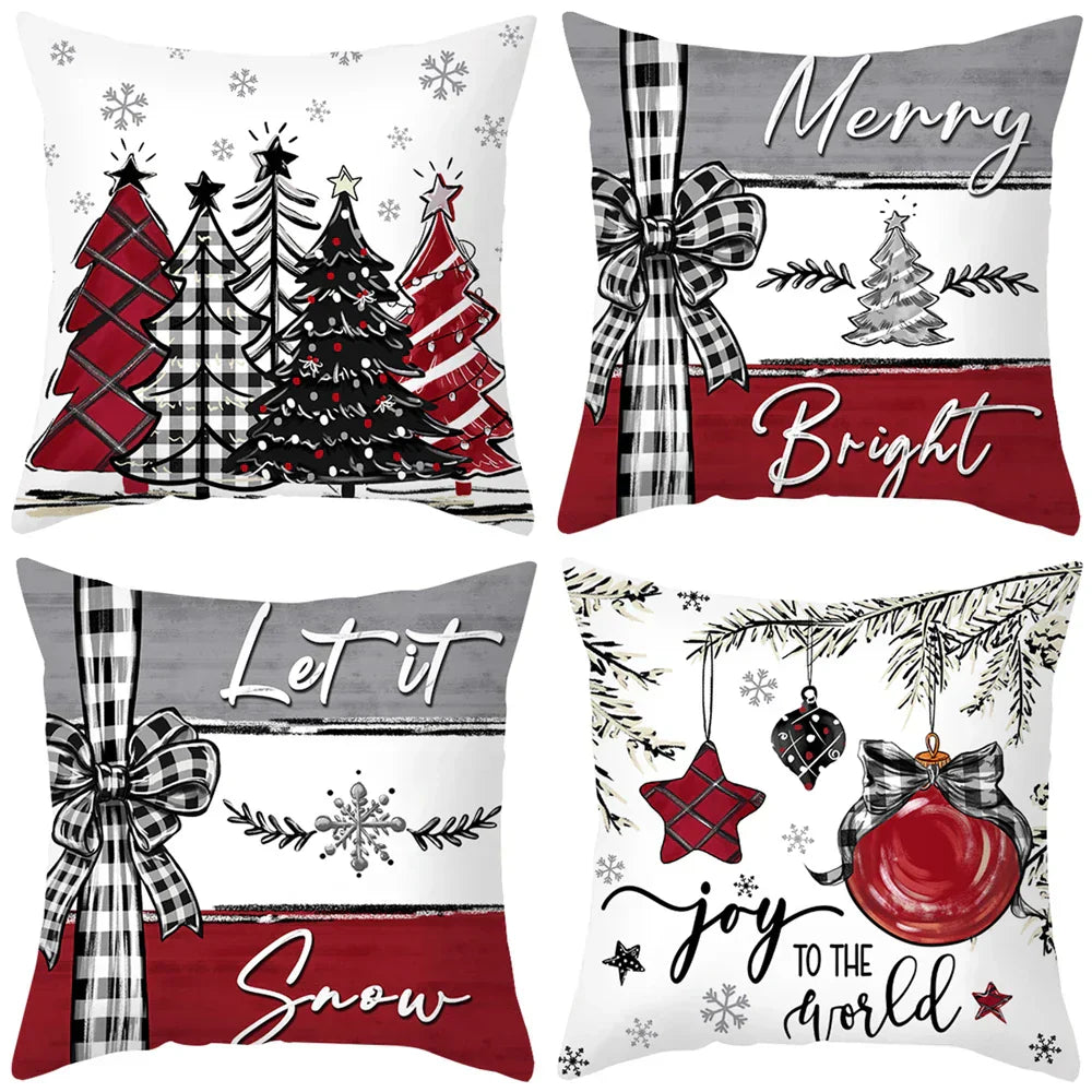 Christmas Cushion Covers Set – Elegant Christmas Decoration for Sofa and Living Room, Festive Cushion Covers 45x45 cm, High-Quality Cotton