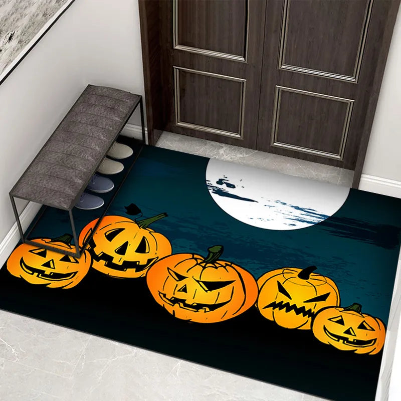 Creepy Halloween Doormat – Non-Slip Door Mat with Pumpkin and Ghost Design for the Entrance Area