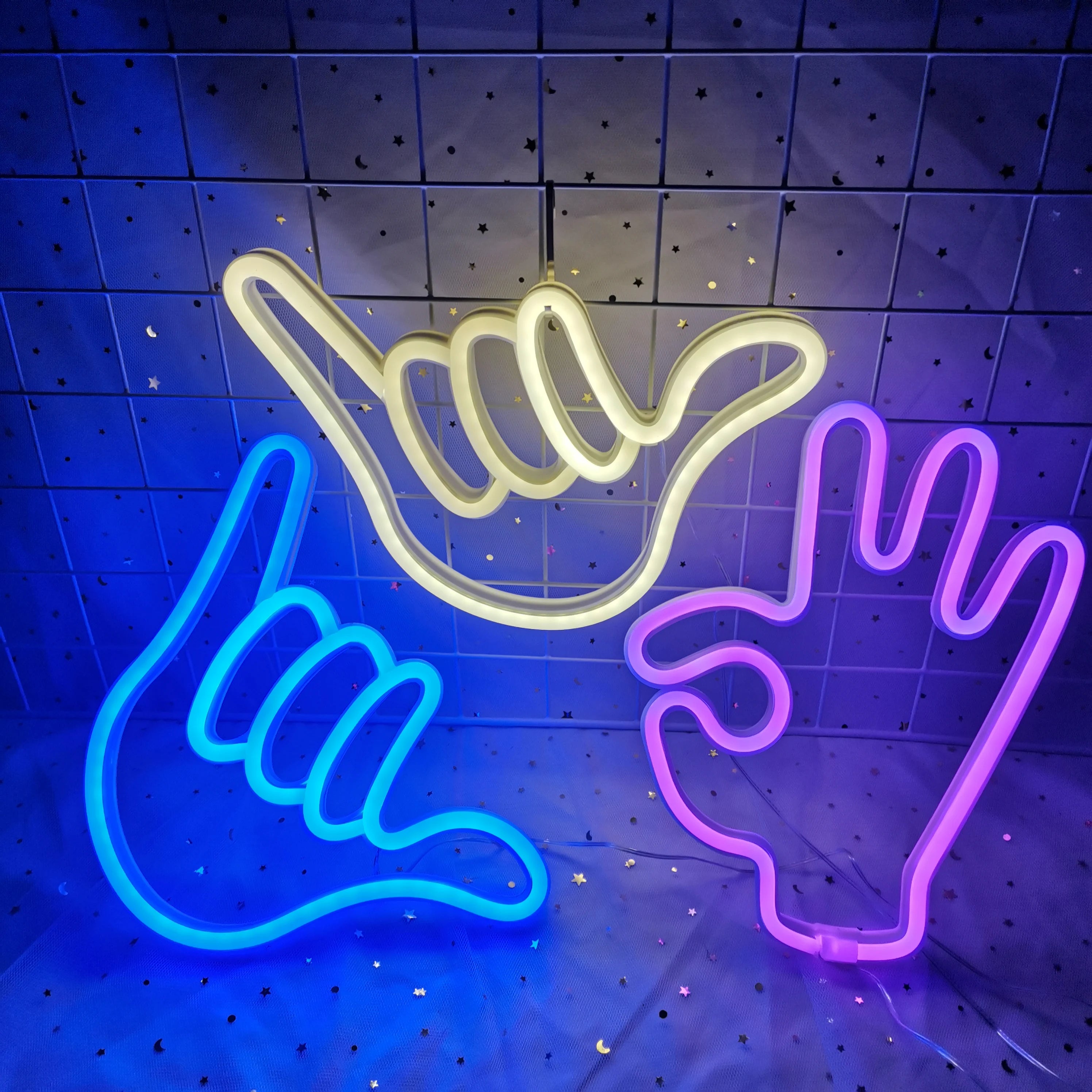 Peace Hand Gesture LED Neon Wall Lights