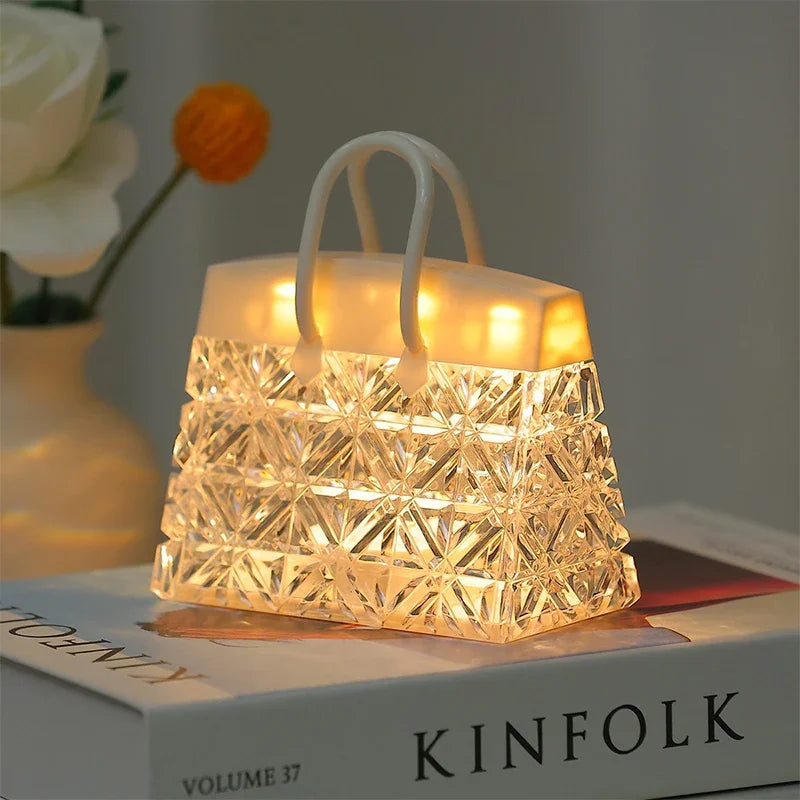 Creative LED Night Light in Handbag Shape, Dimmable, Decorative Table Lamp for Bedroom