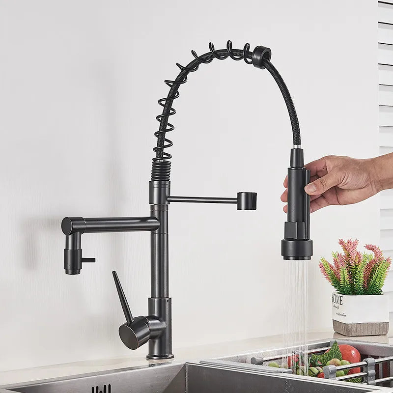 Pull-Out Faucet with Dual Outlet – Flexible Faucet for Sink, High Pressure, Swiveling, Ideal for Modern Kitchens, Easy Installation