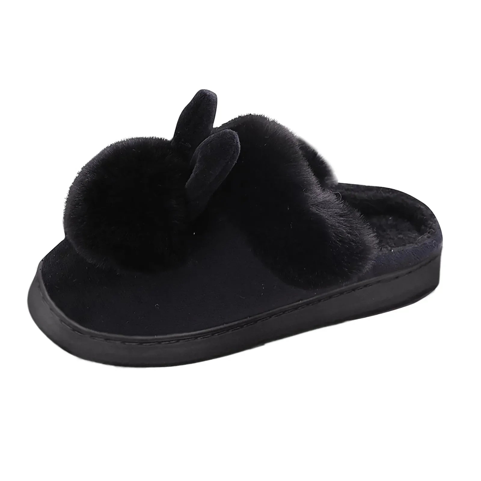 Fluffy Slippers with Bunny Ears – Warm Women's House Shoes for Home, Non-Slip Sole, Cozy Comfort for Winter Days