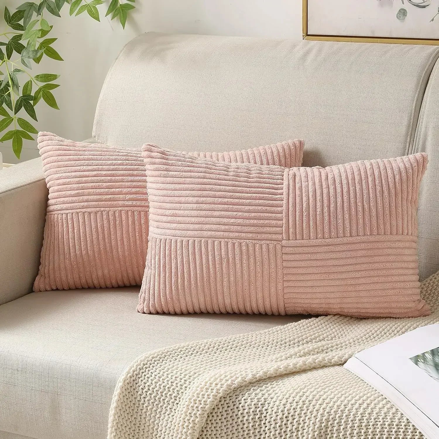 Striped Cord Pillow Cover – Soft Cushion Cover for Sofa and Car Decoration