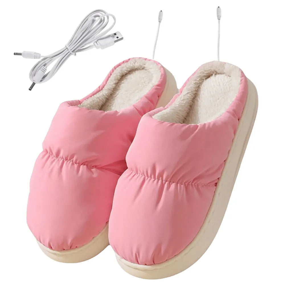 Thick USB Heating Slippers for Cold Winter Days – Plush and Non-Slip House Shoes, Comfortable and Warming, Ideal for Home and Office