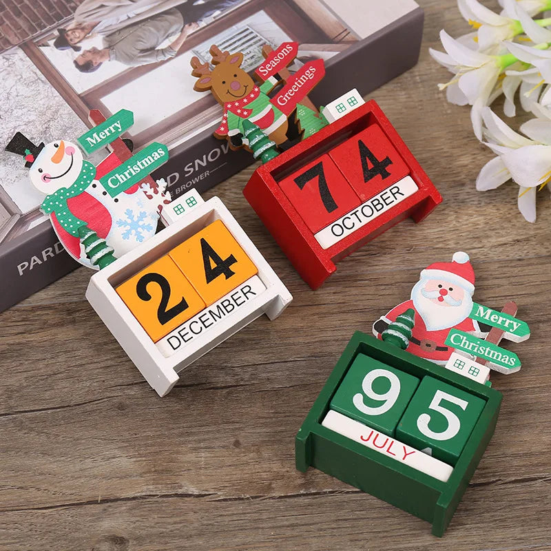 Wooden Advent Calendar with Santa and Christmas Tree – Festive Decoration for Christmas