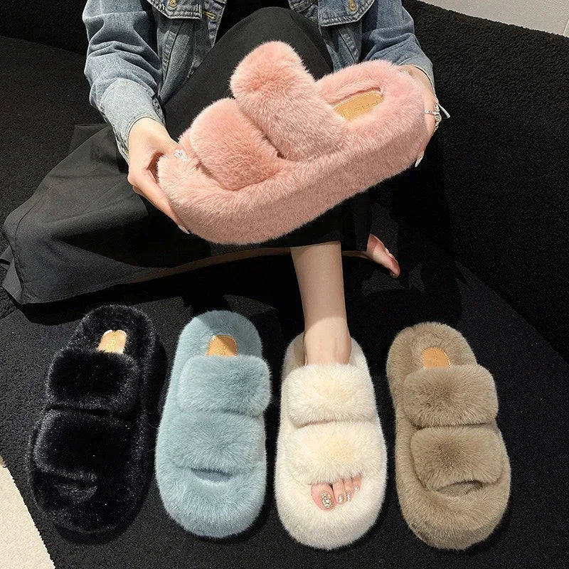 Fluffy Women's Slippers – Warm, Soft Slippers for Home with Non-Slip Sole, Ideal Winter Slippers for Cozy Hours