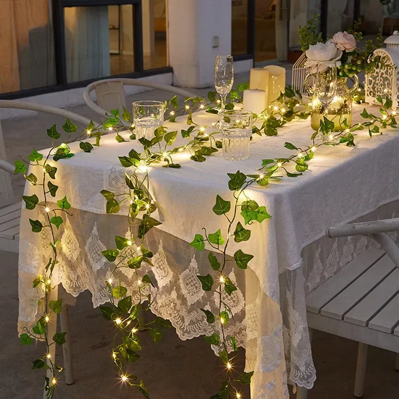 Decorative LED String Lights with Artificial Ivy – Ideal for Indoor and Outdoor Decoration