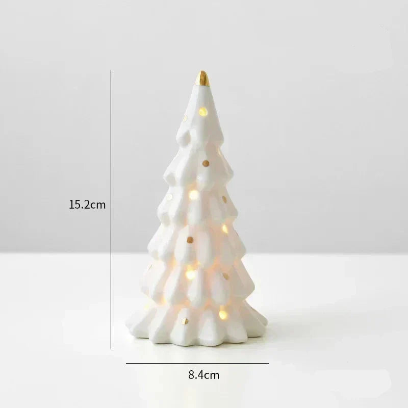 Ceramic Snowman Figurine with LED Lighting – Elegant Christmas Decoration for Windowsill, Living Room, and Festive Decor