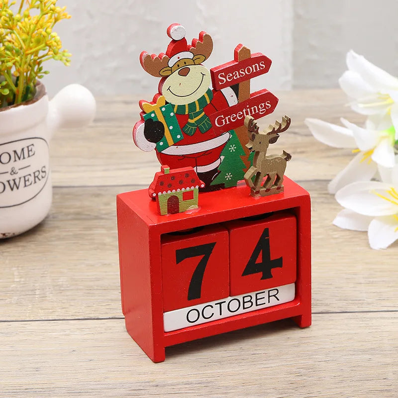 Wooden Advent Calendar with Santa and Christmas Tree – Festive Decoration for Christmas