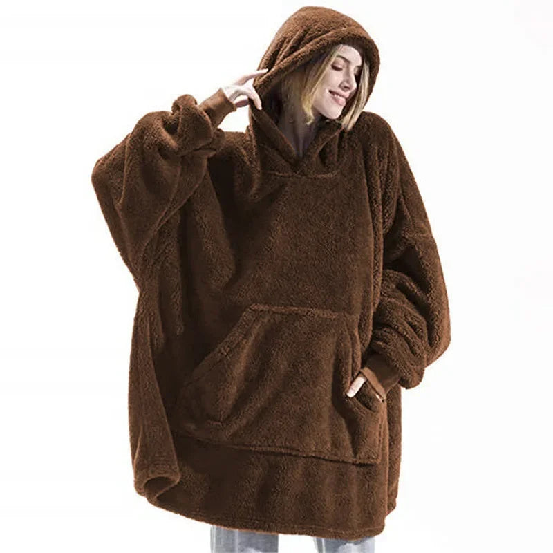 Cozy Blanket Sweater with Hood – Fleece Hoodie Blanket for Cozy Evenings