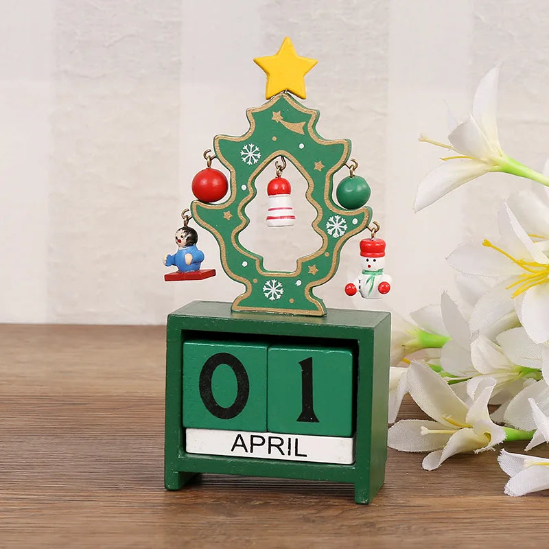 Wooden Advent Calendar with Santa and Christmas Tree – Festive Decoration for Christmas