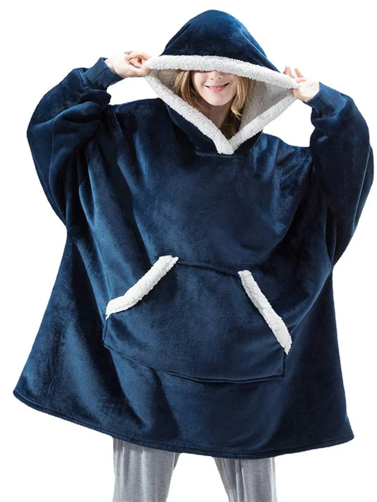 Cozy Fleece Blanket with Hood – Warming Hoodie for Home and Outdoor