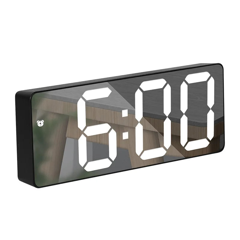 Modern Electronic Mirror Alarm Clock with LED Display, Alarm Function, and Temperature Display – Stylish Digital Clock for Bedroom and Office