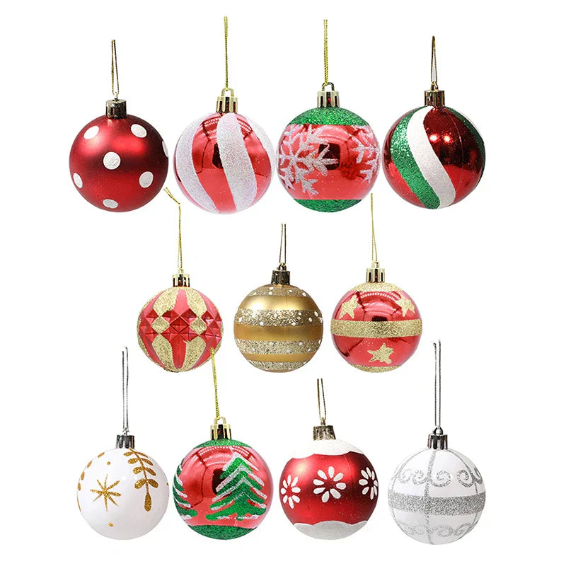 Elegant Snowflake Christmas Baubles Set – High-Quality Christmas Ornaments in Red, White, and Gold, Perfect for Festive Tree Decoration at Christmas