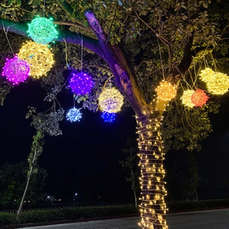 LED Rattan Ball String Lights – Decorative Outdoor Lighting for Gardens and Parties