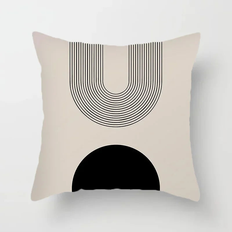 Decorative Pillow Cover with Abstract Line Art Pattern for Living Room and Bedroom – Modern Design